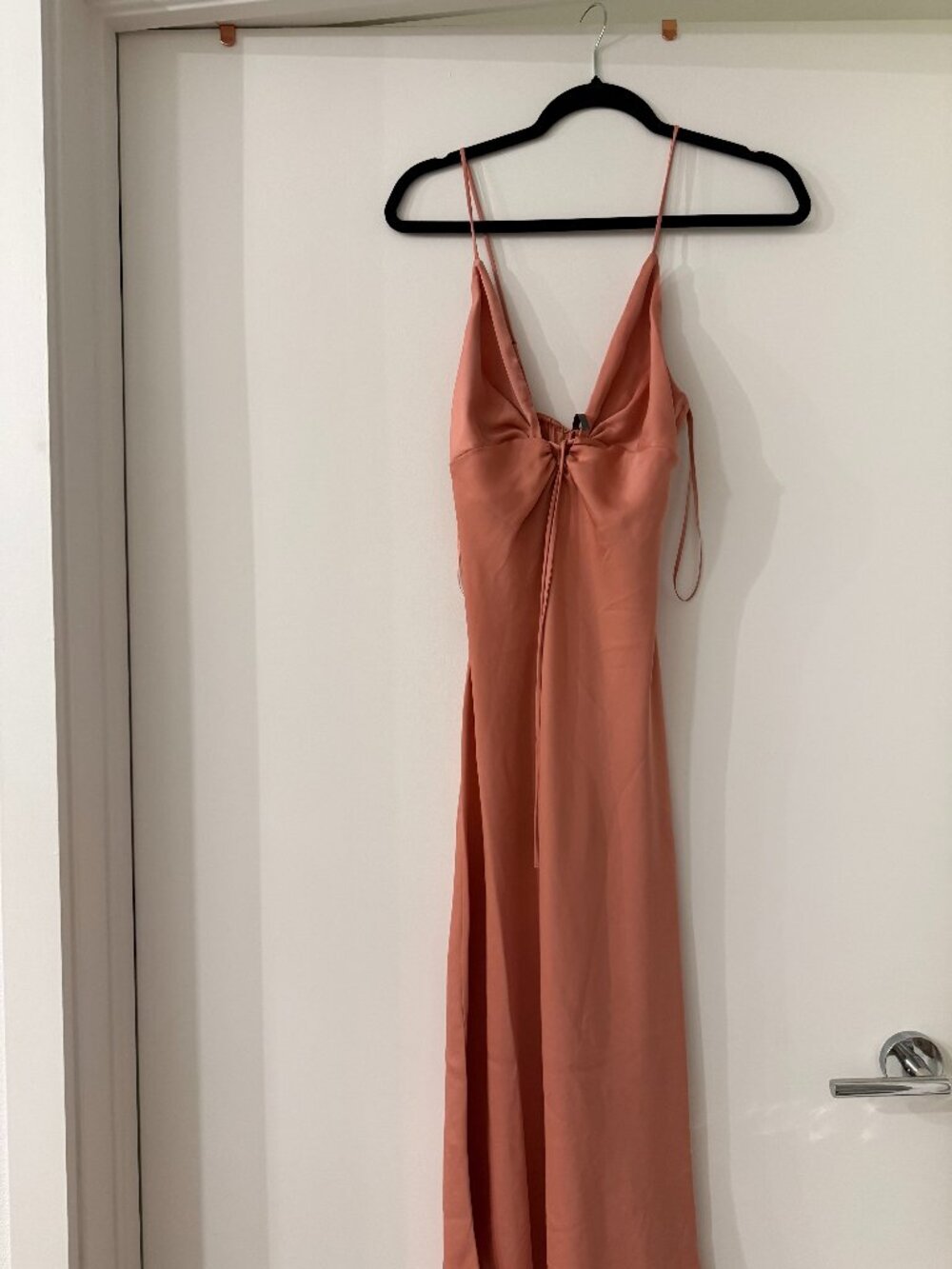 Satin Keyhole Midi Slip Dress